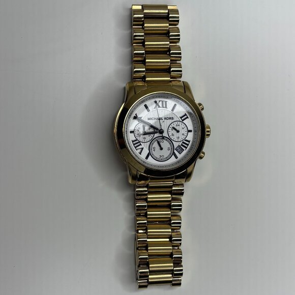 Michael Kors Cooper Gold Tone Stainless Steel Watch White Face Black MK5916 EUC main image 5